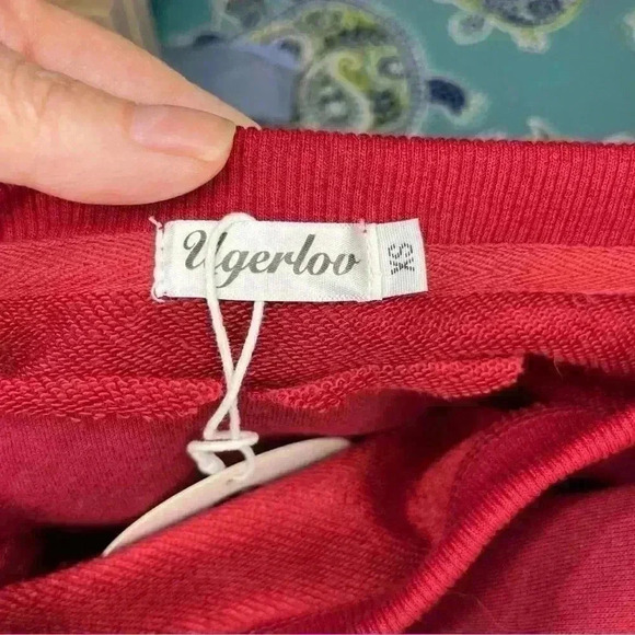 Womens Oversized Sweatshirt Dress Long Sleeve Size XS Maroon Burgundy - Picture 4 of 6